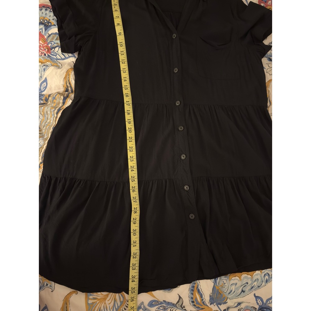 LOFT Tiered Pocket Black Short Sleeve Shirt Dress Size XXL - Picture 9 of 10